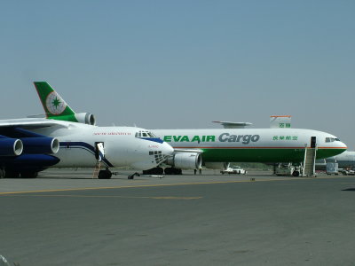 1005 12th March 07 South Airlines and Eva Air at Sharjah Airport Cargo Apron.JPG