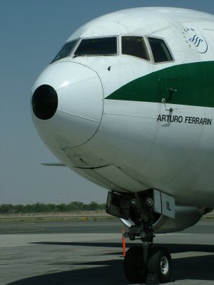 1131 12th March 07 Arturo Ferrarin Alitalia at Sharjah Airport.JPG
