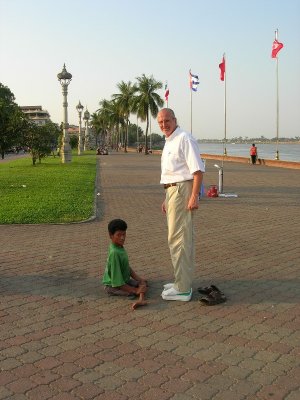 Checking my weight in Phnom Penh