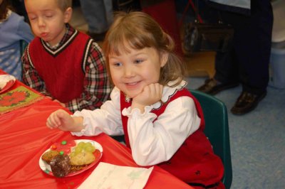 Rory enjoying her treats at the class party