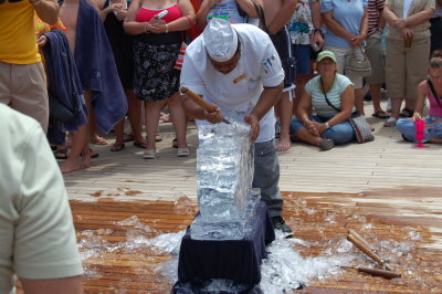 Ice carving demonstration