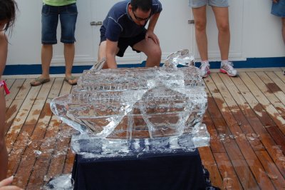 Ice carving demonstration