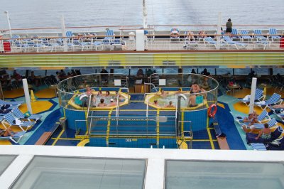 The aft hot tubs