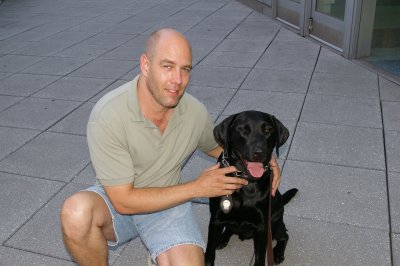 Holland, the Bomb Sniffing Labrador at Staten Island Ferry terminal