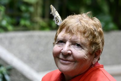 Barbara, a volunteer at the Butterfly Garden