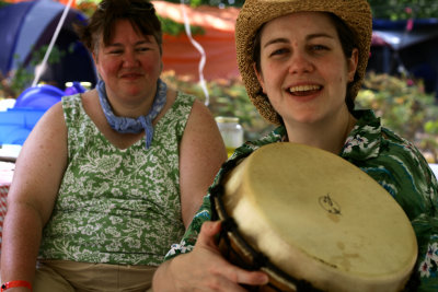 handing down my beloved drum to Kim & Allie