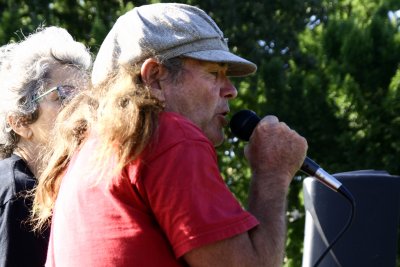 Rick Burnley, Camp Casey Poet Laureate, recites a poem