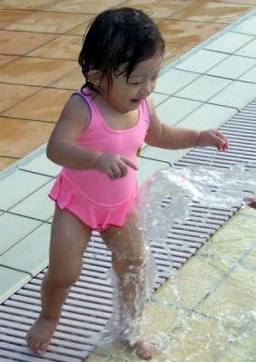 Melissa by the pool