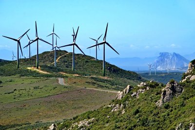 Turbines and 'The Rock', Andalucia