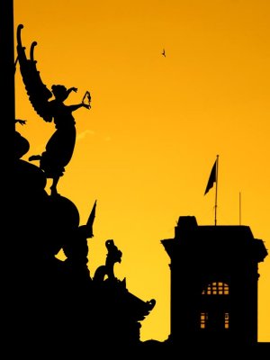 Sunset and statues, Barcelona