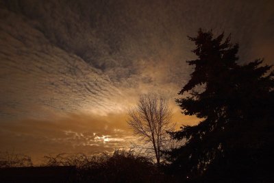 Full moon behind the clouds