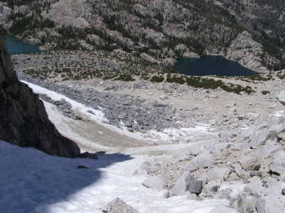Making my way to Contact Pass on ice and snow.