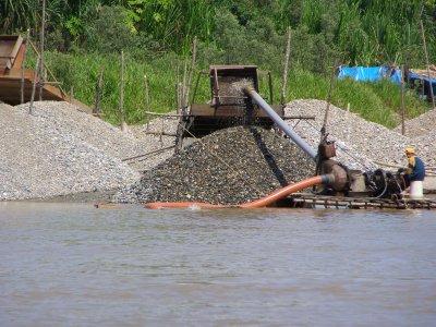 Gold mining on the river