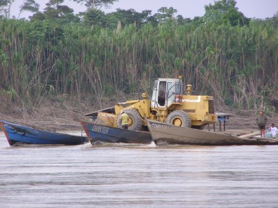moving a tractor up the river