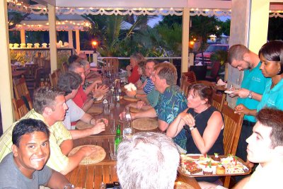 group dinnner at Caicos Cafe