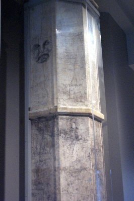 Ellis Island graffiti column