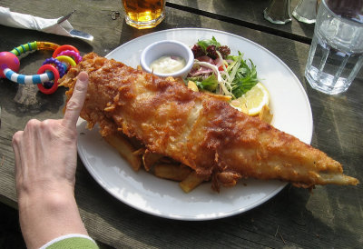 Barbara's fish.  Finger is for scale not for eating.
