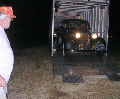 Unloading the '37 at 9:46 p.m. after zipping south of Chicago.