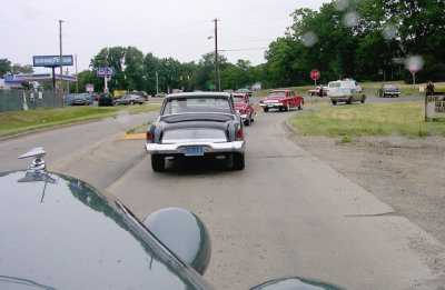 Note police control at all intersections. We're still behind Claude. Hope the brakes hold!