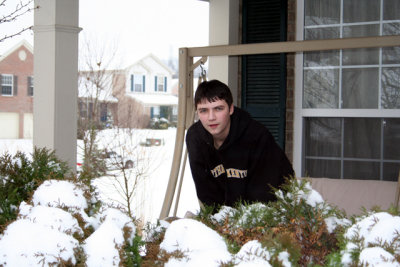 Getting ready for a snowball attack against dad