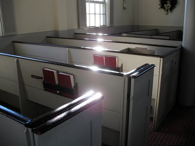Pews and sunlight