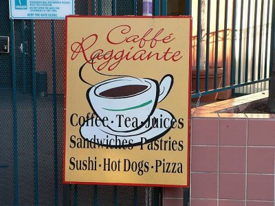 Little Italy coffee shop menu