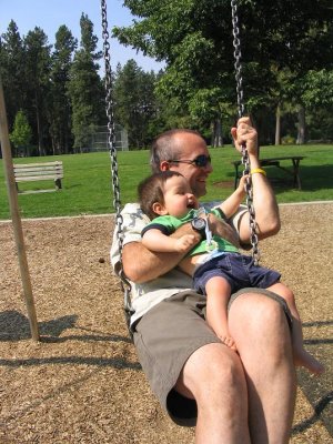 Henry's first swing ride (wish you could've heard the giggles!)