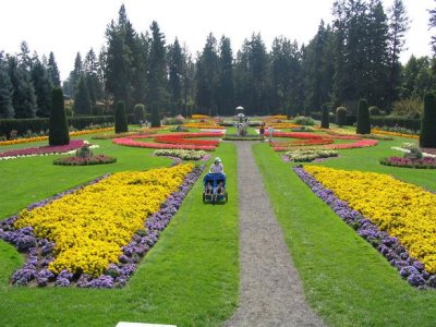 Long view of formal gardens