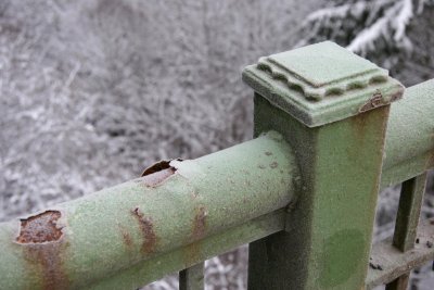 Frozen bridge railing