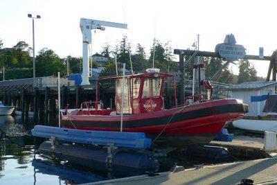 FIREBOAT ON RACK ABOVE WATER