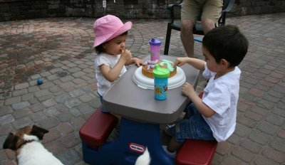Eating birthday cake