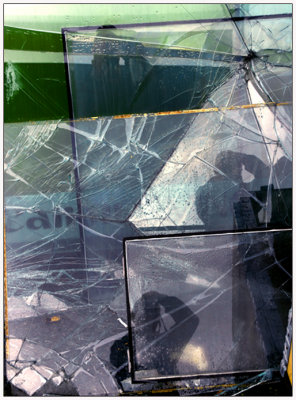 Multiple reflections in shattered glass