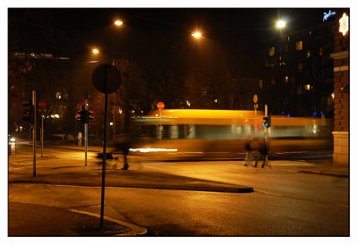 Street scene with bus