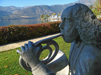 Man Of Cement Playing French Horn In Manson City Park Since 1994
