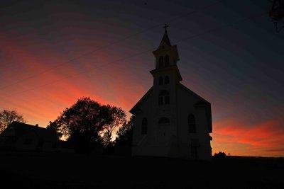 Historic Old Church In Douglas At Sunset
