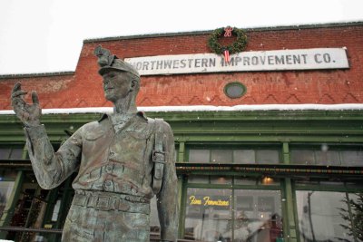  Bronze Miner In Front Of Old Company Store