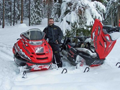  Eric With His Wife Tammy's 600 Polaris On Left And His 900 On Right