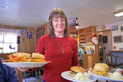  Cheese Burgers From Liberty Cafe ( Kandis Working Hard!)