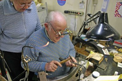  Chuck Osborne ( 86 y/o) Working On Jewelery As His Wife Looks On