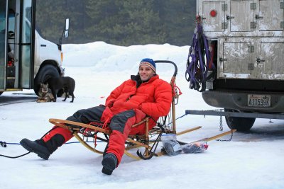  Frank  Caccavo ( Winner Of This Year's 6 Dog Race) Kicking Back  Just Before Start