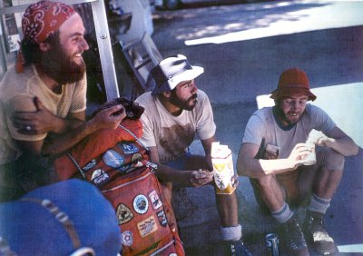 Don Molleur ( On Left ) Tim And Tom Enjoy Feast From Hat Creek Store