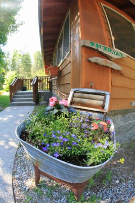  Flower Filled  Washtub In Front Of Bear Valley Bakery