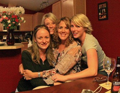  Ok ,not really, just Tiff, sis Nancy and her friends at housewarming party.... Great fun shot done with fisheye lens then cropped... No flash