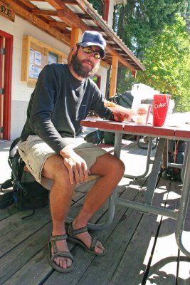  PCT Hiker  Diesel ( Eric Ryback's Nephew) Enjoying Pizza