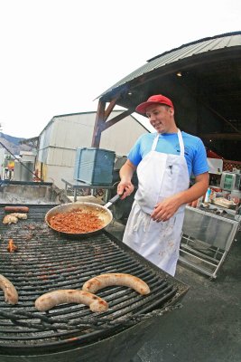 Outdoor Grill At Lake Chelan Winery With Lunch Cooking