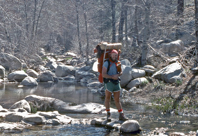 Don  ( Who Did The AT In 1976 ) Crossing Holcomb Creek On Southern PCT