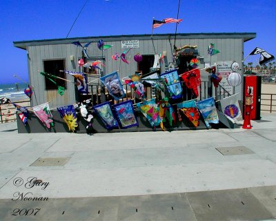 Flag shop on pier.