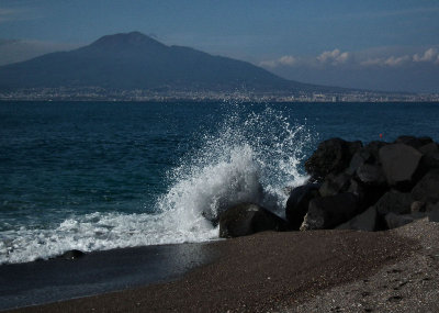 Vesuvius waves and lava breakwater Seiano