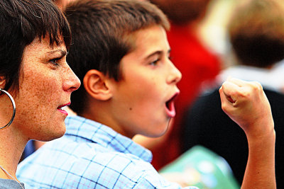 Mother And Son With Clenched Fist