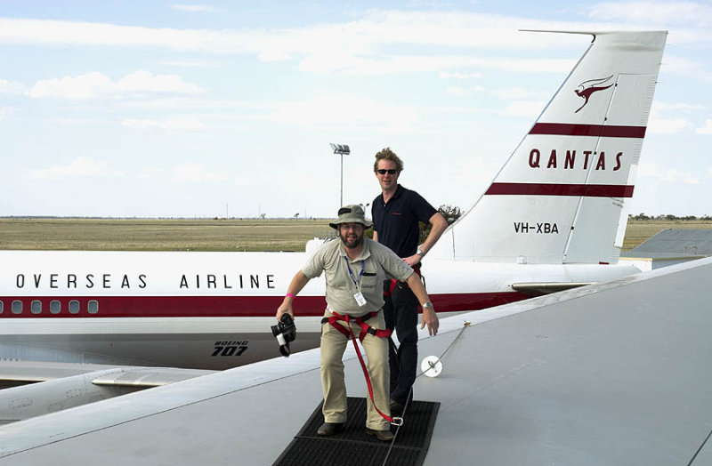 Boeing 747 'wing walk' at the Qantas Founders Museum, Longreach
